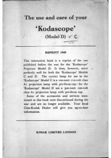 Kodak Kodascope D manual. Camera Instructions.